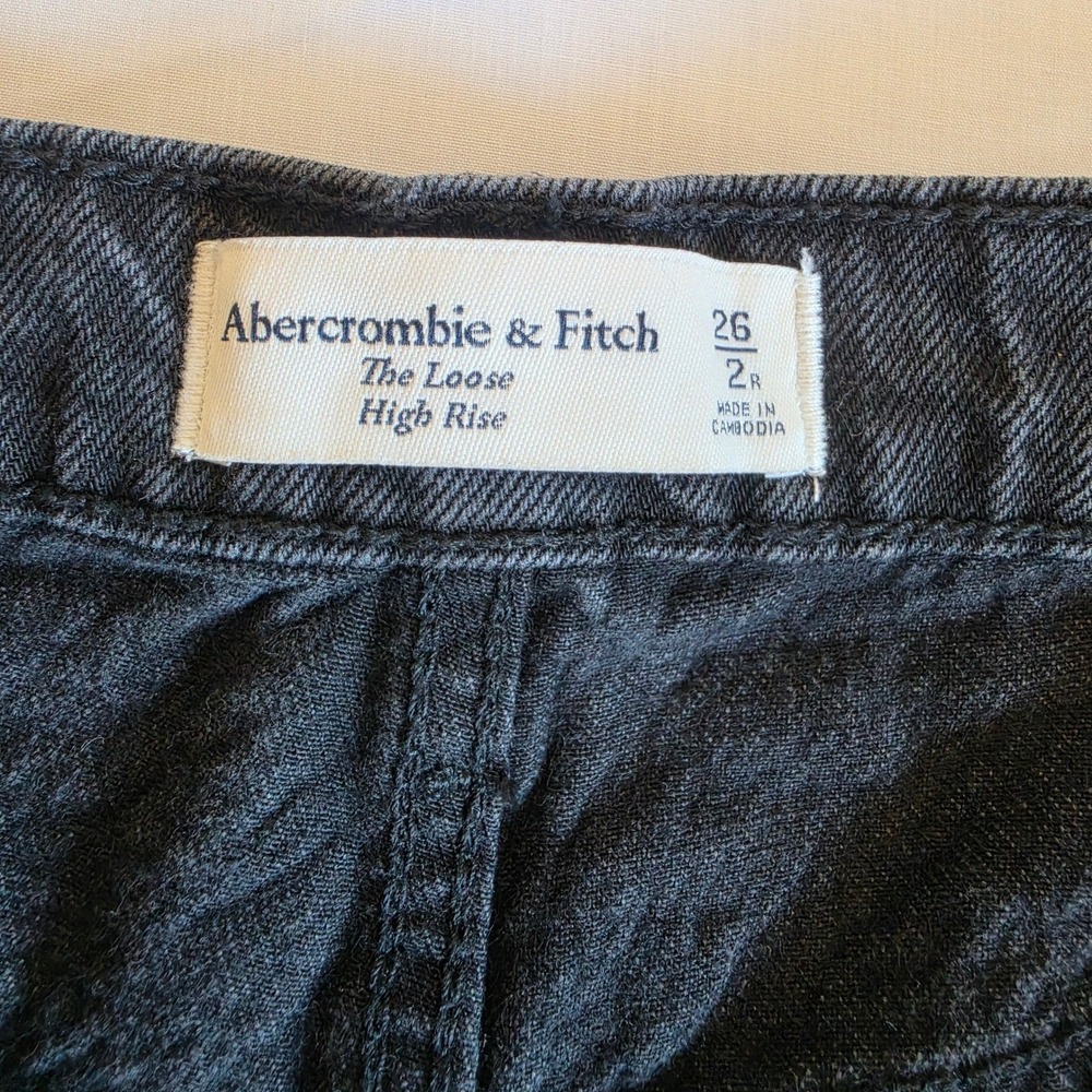 Abercrombie & Fitch The Loose High Rise Jeans Washed Black 26 2R - Picture 5 of 11